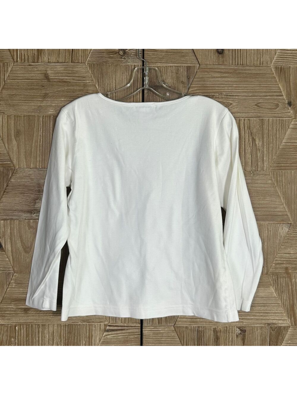 Talbots Womens Small Minimalist White Cotton Long Sleeve Top Casual Basics - Picture 3 of 5